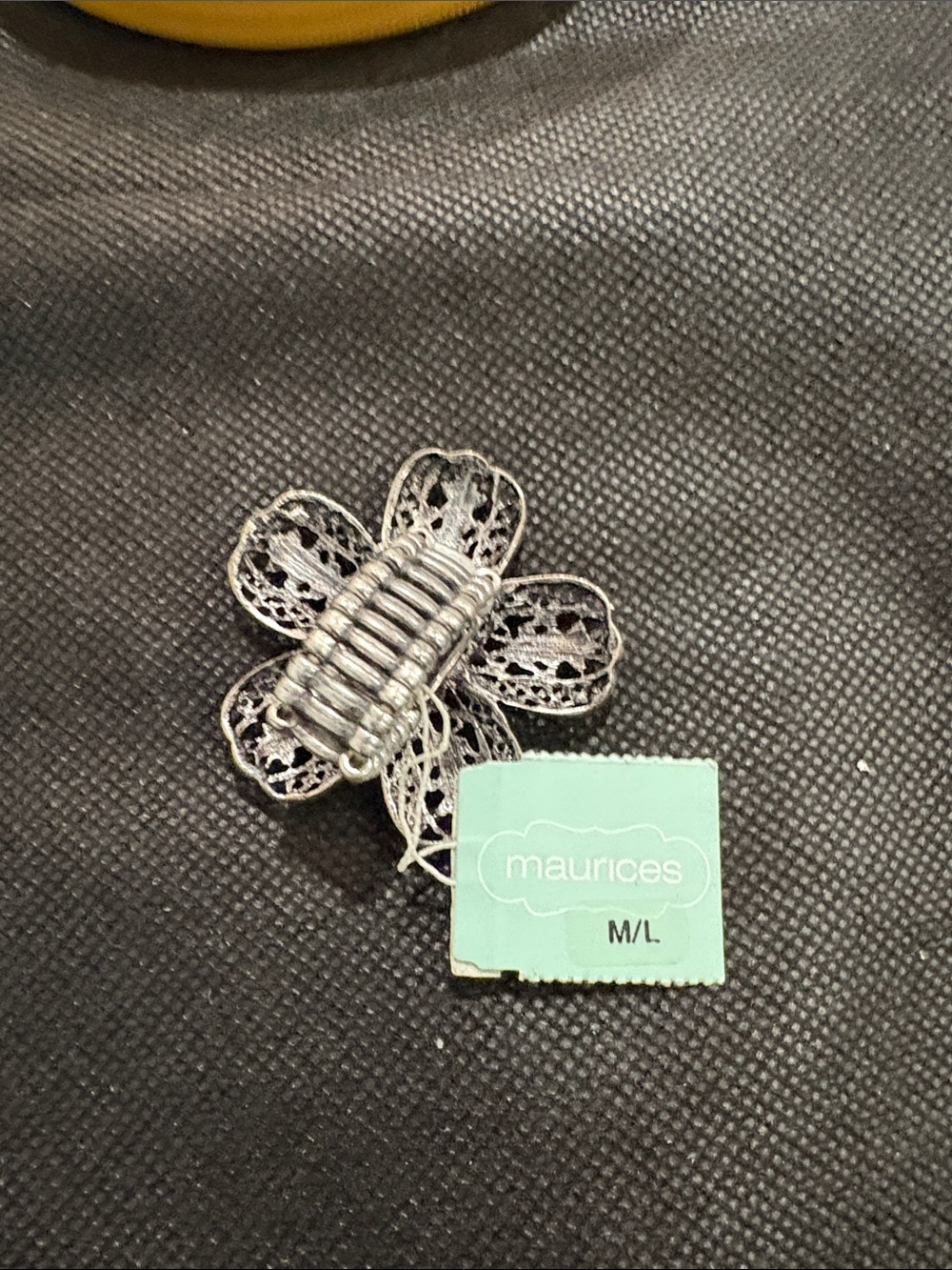 Maurices Black and Silver Floral Crystal Hair Clip - Picture 4 of 9